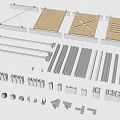 Various Modular Furniture Assembly Components With Wooden Panels And Metal Frames