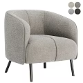 Light Beige Fabric Accent Chair With Curved Arms Stitched Details And Black Slim Legs