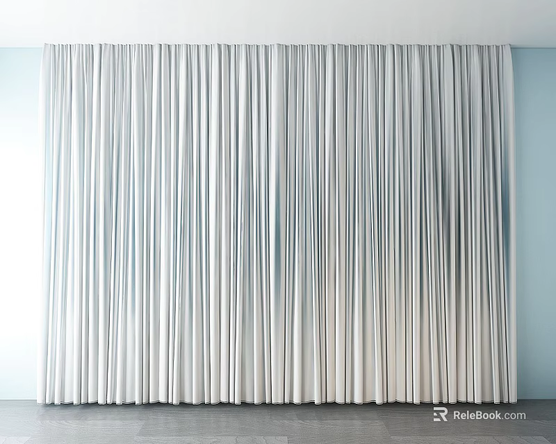 Light Gradient Curtains For Modern Interior With Vertical Soft Fabric Design 3d model 
