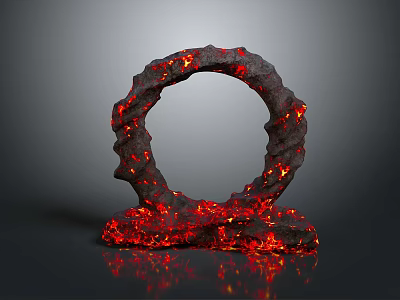 Red Glowing Lava Inspired Circular Ring Shaped Decorative Home Living Accessory with Molten Texture 3d model