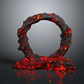 Red Glowing Lava Inspired Circular Ring Shaped Decorative Home Living Accessory with Molten Texture