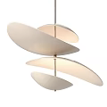 Modern Minimalist White Leaf Shaped Chandelier with Metal Frame Design