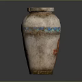 Green Plant In Decorative Terracotta Pot With Red Cross And Blue Triangle