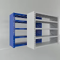 Blue And White Open Display Shelves With Multiple Layers For Commercial Storage 3d model
