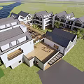 White Modern School Building Exterior With Balconies Grassland Water Trees And Blue Sky