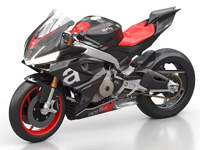 Aprilia Sport Motorcycle Black Body Red Seat Red Wheels And Modern Design 3d model