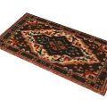 Stylish Round Area Rug With Navy Blue And Beige Geometric Pattern For Living Room Decor