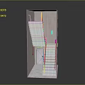 Detailed White Staircase Model With Interior Steps And Handrail Design 3d model