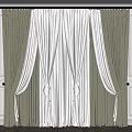 Elegant Light Colored Curtains With Sheer Panels And Tiebacks For Window 3d model