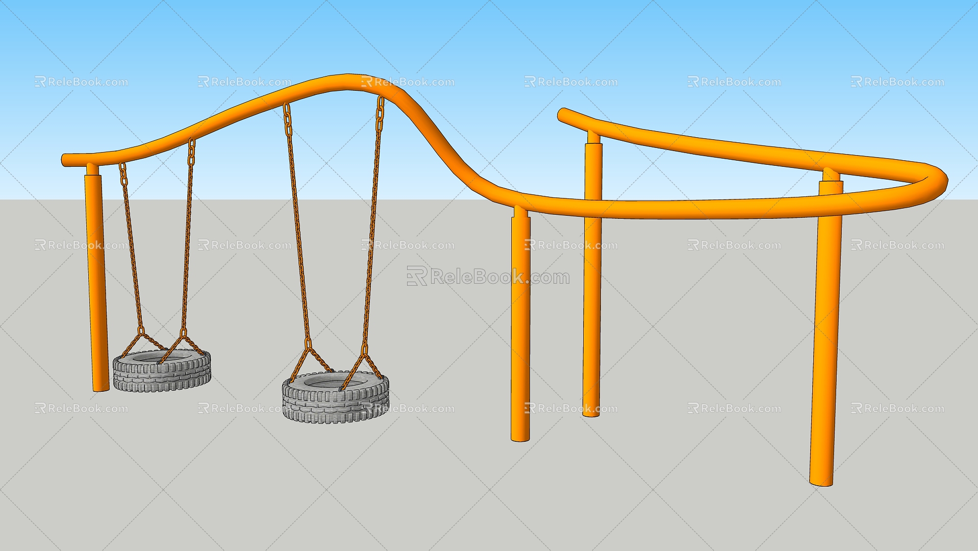 Modern swing square fitness equipment 3d model