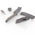 Broken Concrete Structural Components With Fragmented Shapes And Cracked Surfaces