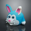 Cute Blue Rabbit Plush Toy With Pink Ears White Ear Tips Whiskers And Black Eyes