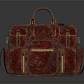Stylish Red Leather Briefcase with Multiple Pockets Top Handles and Adjustable Shoulder Strap