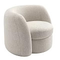 Modern Light Beige Upholstered Single Sofa With Rounded Armrests And Curved Backrest 3d model