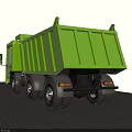 Green Dump Truck Functional Heavy Duty Vehicle Parked On Asphalt Road Surface