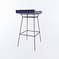 Modern Blue Velvet Tufted Bar Stool Featuring Sleek Metal Frame Design
