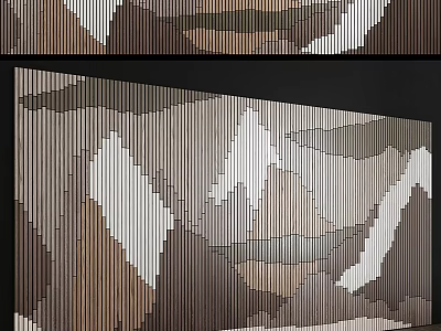 Modern Wall Decor With Geometric Pattern Using Wooden Strips And Neutral Tones 3d model