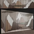 Modern Wall Decor With Geometric Pattern Using Wooden Strips And Neutral Tones 3d model