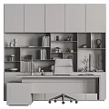 Modern Table and Chair Combination Boss Office Desk Chair Wall Decoration 3d model