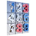 3D Numbers In Mechanical Design With Colorful Details And Geometric Shapes