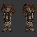 Ornate Ancient Weapon With Intricate Dragon Patterns And Metal Leather Craft Details
