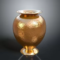 Golden Hammered Texture Vase With Elegant Base For Modern Home Decor