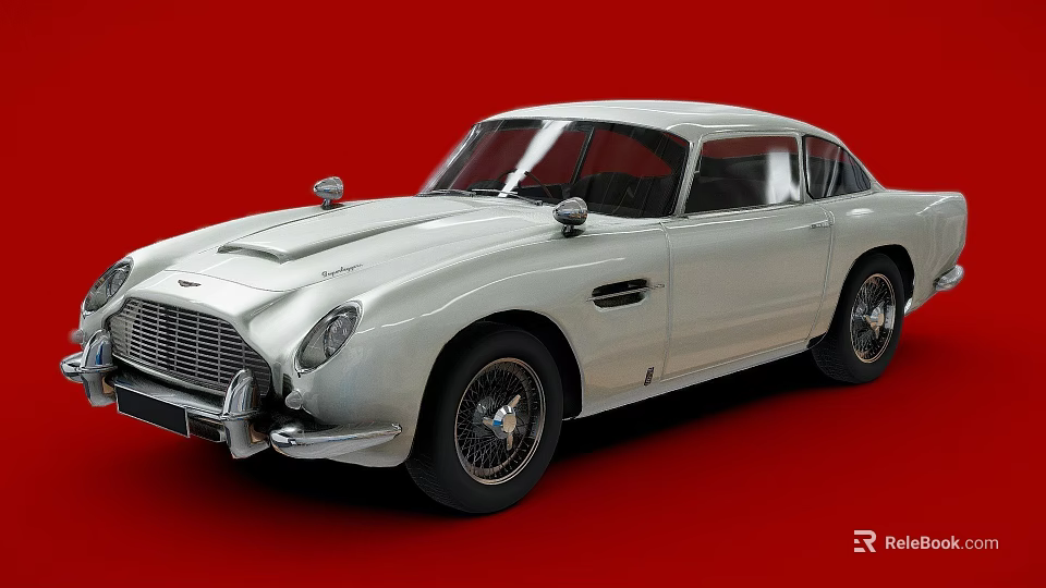 Classic White Sports Car With Vintage Design And Sleek Body On Red Background 3d model 
