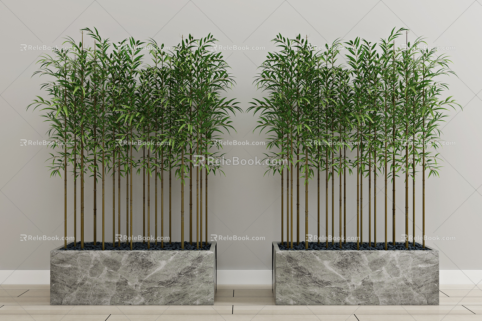 Modern bamboo green plant potted plant 3d model