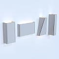 Modern Black and White Geometric Wall Lamps Mounted On Gray Wall With Illuminated Light