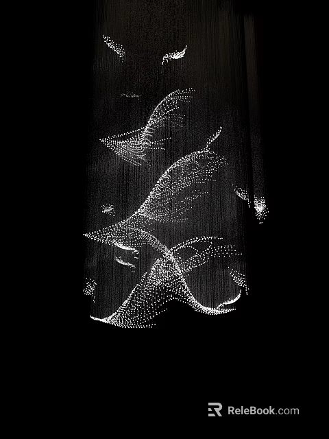 White Bird Shaped Chandelier With Small Dots On Black Background Artistic Design 3d model 