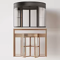 Elegant Modern Revolving Door Design With Glass Panels And Brass Frame Structure