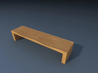 Outdoor Wooden Bench With Slatted Surface Design And Sturdy Legs For Garden Patio 3d model