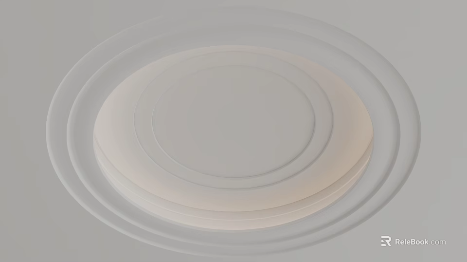 Modern Simple Circular Ceiling Design With Layered White Rings For Interior Decor 3d model 