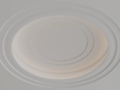 Modern Simple Circular Ceiling Design With Layered White Rings For Interior Decor 3d model