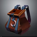 Stylish Red Backpack Design With Blue Straps Orange Trim And Braided Details