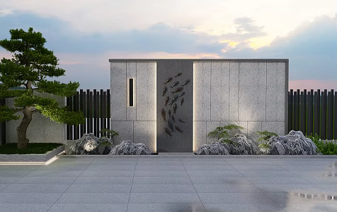 modern landscape wall courtyard landscape wall 3d model