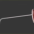 Stylish Sunglasses With Red Lenses And White Frame On Reflective Surface