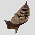 Vintage Traditional Handcrafted Wooden Boat With Classic Design And Carved Details