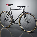 Classic Black Bicycle Featuring Gold Rims Red Seat Sleek Frame And Stylish Design