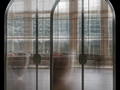 Elegant Modern Casement Door With Frosted Glass Texture For Living Room Interior 3d model