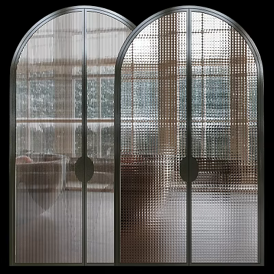 Elegant Modern Casement Door With Frosted Glass Texture For Living Room Interior 3d model