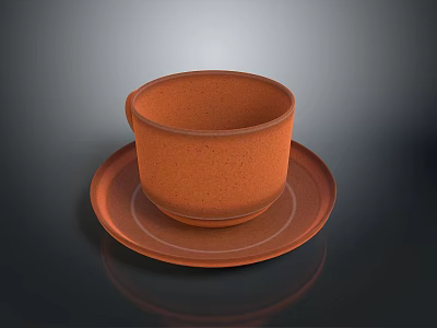 Orange Ceramic Cup And Saucer Set For Daily Household Kitchen Tableware Use 3d model