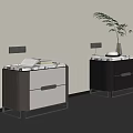 Modern Bedside Tables With Marble Top Drawers Plant And Lamp Decor