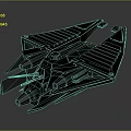 Futuristic Black Spacecraft Featuring Yellow Accents Orange Thrusters And Aerodynamic Wing Design