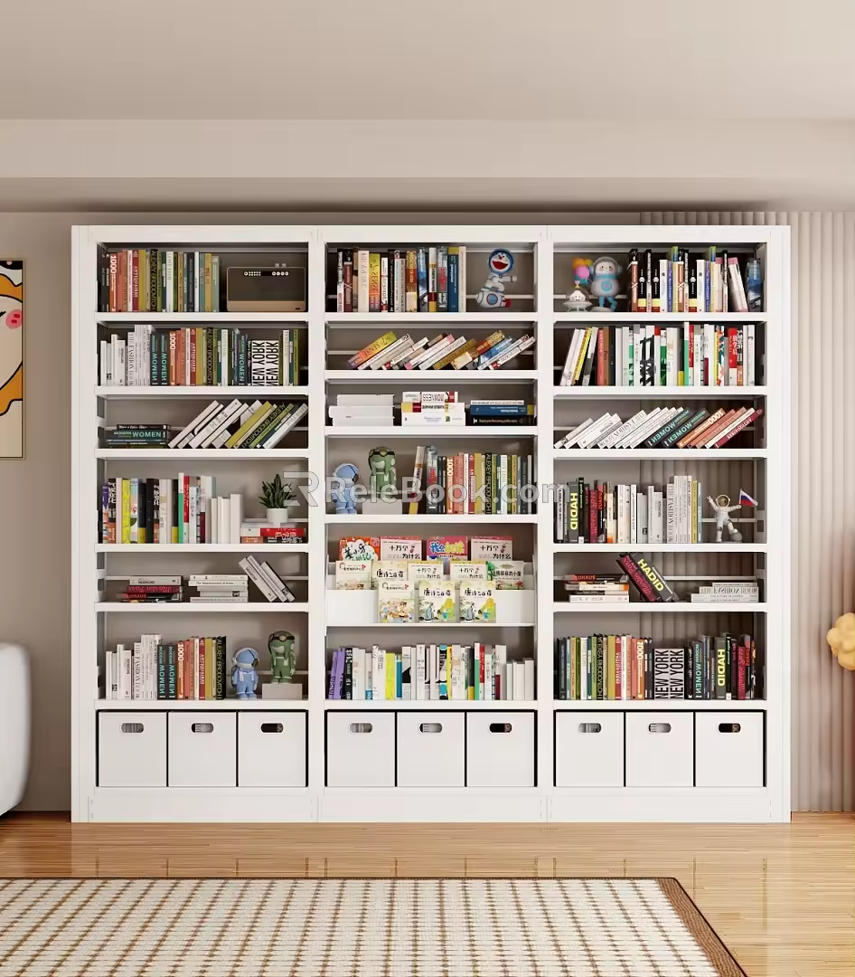 Household Steel Bookshelf Storage Rack Floor-Standing Multi-Layer Storage Book Rack for Students and Children Bookcase Wrought Iron Picture Book Shelf 3d model