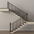 Modern Floating Staircase With Dark Railings White Steps And Wooden Floor