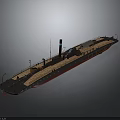 Vintage Steamboat With Wooden Deck Black Chimney And Red Hull As Classic Water Transport