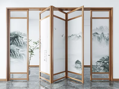 New Chinese Style Screen Partition 3d model