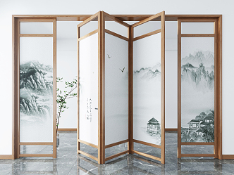 New Chinese Style Screen Partition 3d model