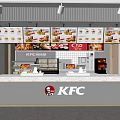 KFC Restaurant Modern Counter With Digital Menu Displays And Order Area